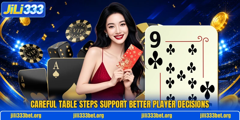 Careful table steps support better player decisions