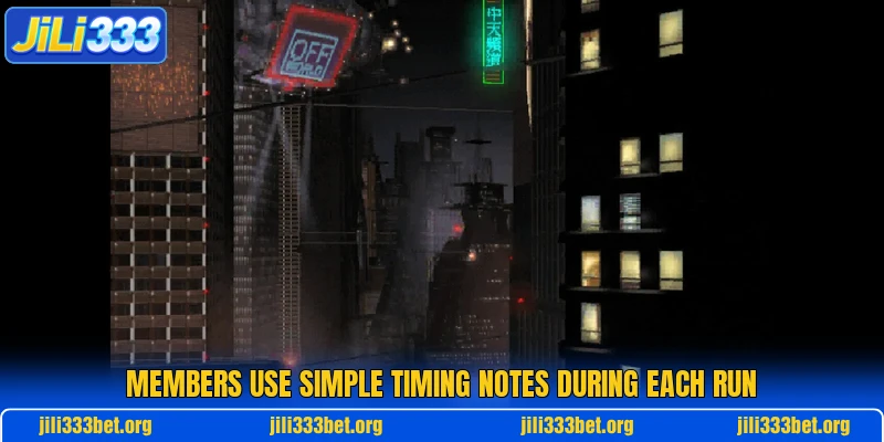 Members use simple timing notes during each run