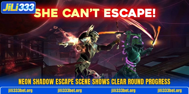 Neon Shadow Escape scene shows clear round progress Neon Shadow Escape scene shows clear round progress