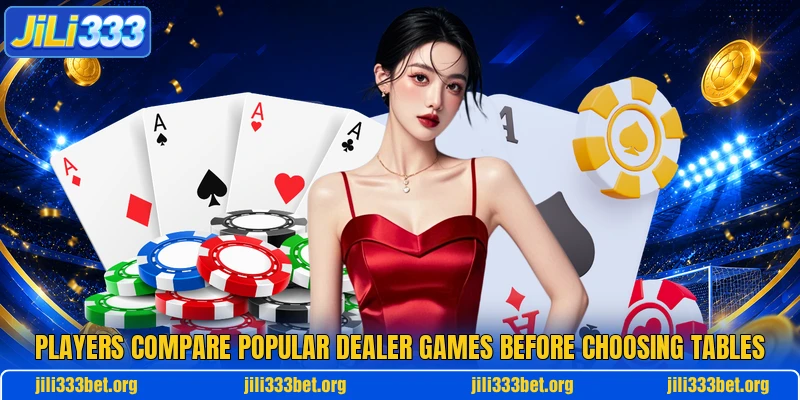 Players compare popular dealer games before choosing tables