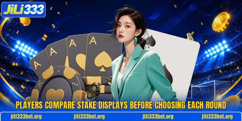 Players compare stake displays before choosing each round