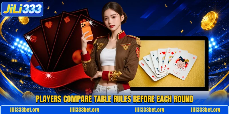 Players compare table rules before each round